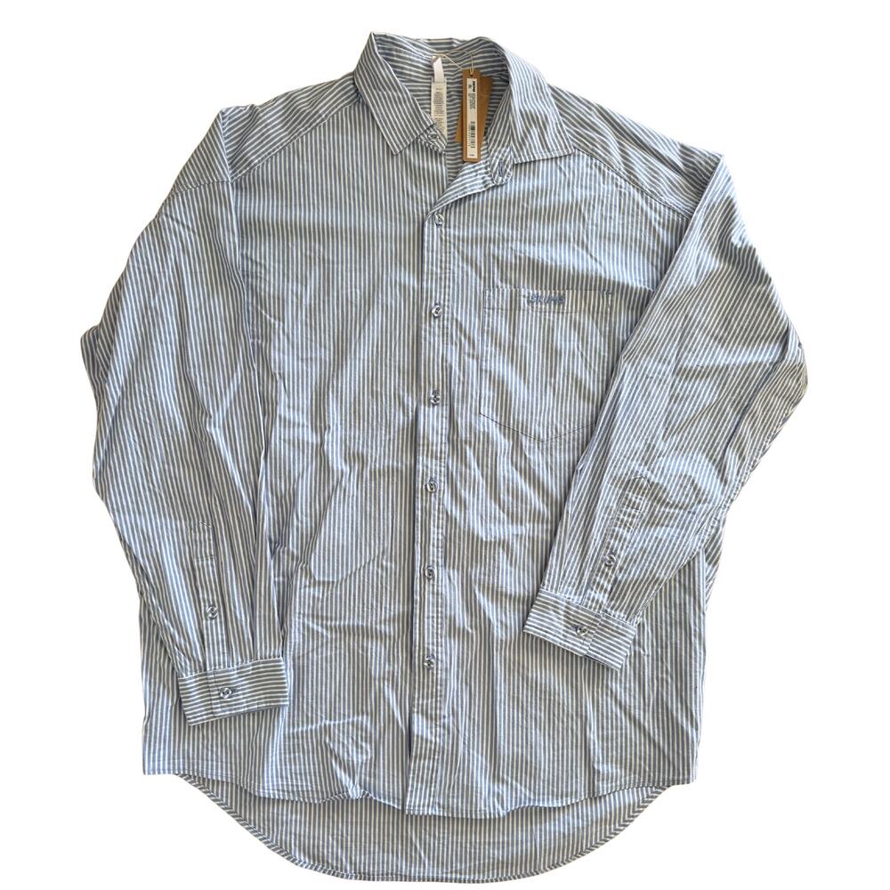 SKIMS Cotton Poplin Oversized Sleep Shirt Cadet Stripe (Blue) S NWT